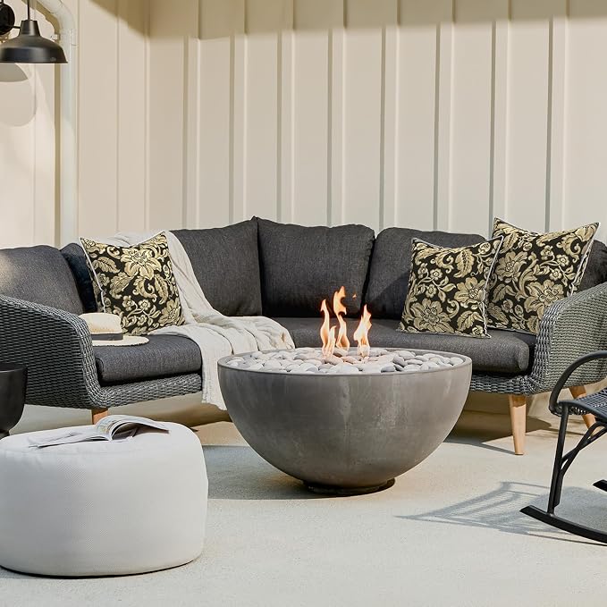 LVTXIII Outdoor Throw Pillows 18x18 Patio Waterproof Square Pillows with Piping Fade Resistant Accent Pillow for Spring Summer Garden Decoration, Set of 2, Jacobean Black