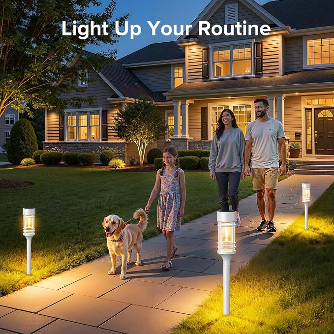 LETMY 12 Pack Solar Pathway Lights Outdoor, Bright Solar Lights Outdoor Waterproof IP65, Solar Garden Lights Outdoor for Yard Walkway Driveway Landscape Garden Decor （White）