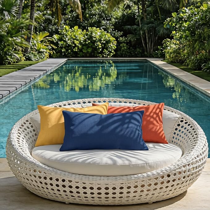 Outdoor Pillow Covers Waterproof Cushion Covers Patio Pillows Case 2 Pack | 20x12inch, Solid, Seamless, Hidden Zipper,Pecet for Porch Decoration,Patio Furniture,Outdoor Couch, Balcony,Garden Bench
