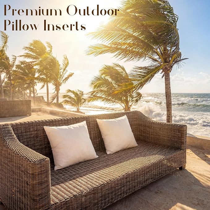 Sieral 2.2 lb Weighted Outdoor Pillows Inserts, 18" x 18" Patio Waterproof Throw Pillows with 1.1 lb Glass Bead, Waterproof Square Pillow Cushion for Patio Garden Sofa Couch Deck, Yachts (4 Pcs)