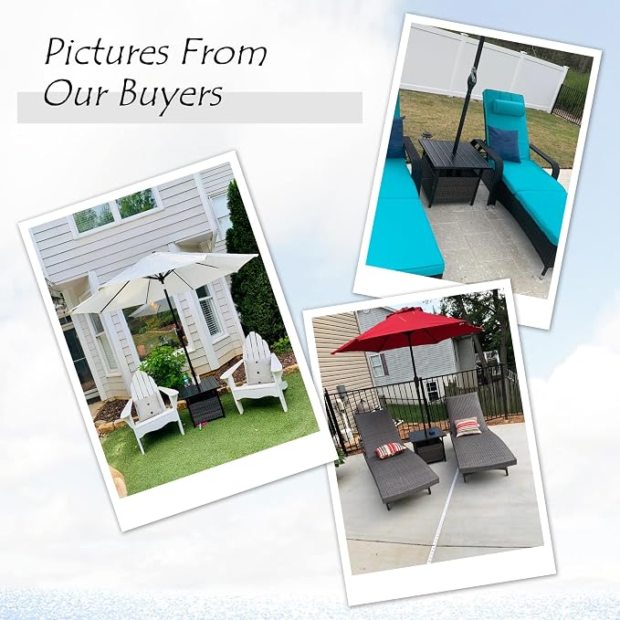 Patio PE Wicker Umbrella Side Table Stand, Outdoor Bistro Table with Umbrella Hole