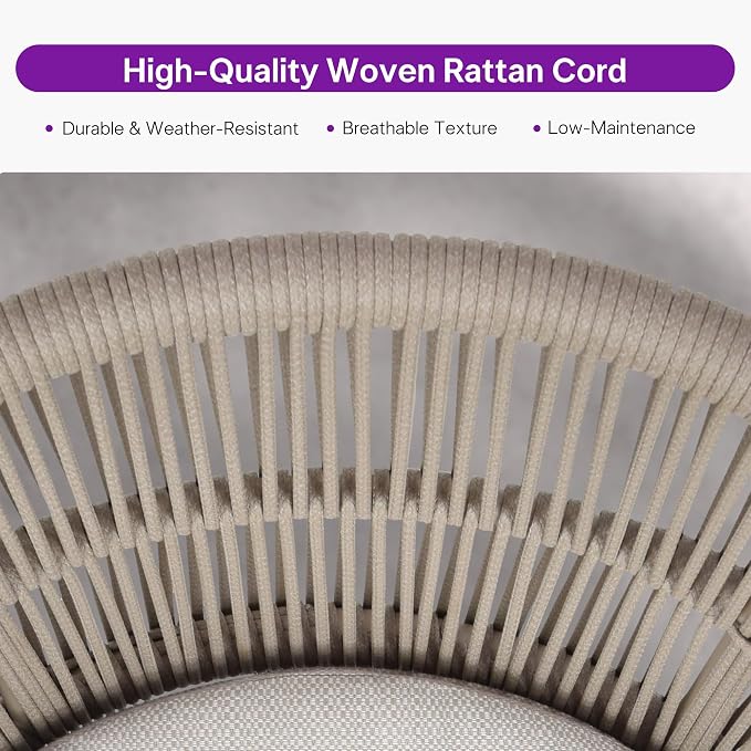 PURPLE LEAF Outdoor Dining Set for 8 with Waterproof Furniture Cover All Weather Patio Dining Set with Rectangular Aluminum Table and Wicker Dining Chairs for Garden Deck Backyard Kitchen, Champagne