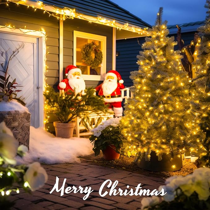 JMEXSUSS 230ft 720 LED Warm White Christmas String Lights Outdoor | Plug-in Outdoor String Lights with Remote Control, Clear Wire 8 Modes Christmas Tree Light for Bedroom Tree