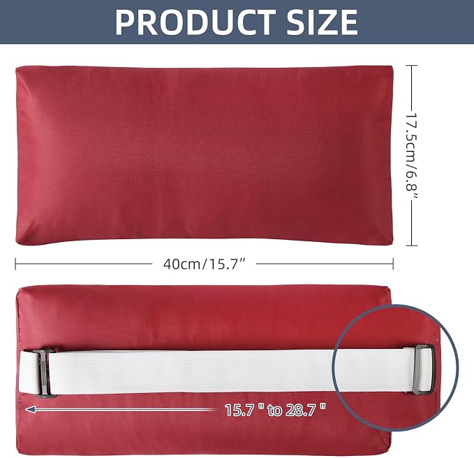 Headrest Pillow for Patio Chaise Lounge Chair, Outdoor Chaise Pillows with Adjustable Elastic Stripe Head Resting Pillows for Recliner Office Chair, Dark Red 2 Pack