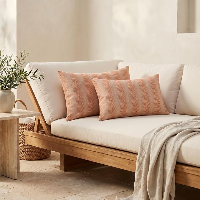 RSH DECOR: Sunbrella Jumbo Lumbar Pillows Set of 2 | 26" x 16" | Water and Fade-Resistant Performance Fabric | Outdoor Pillow Covers with Down-Alternative Inserts | Made in USA (Perception Spark)