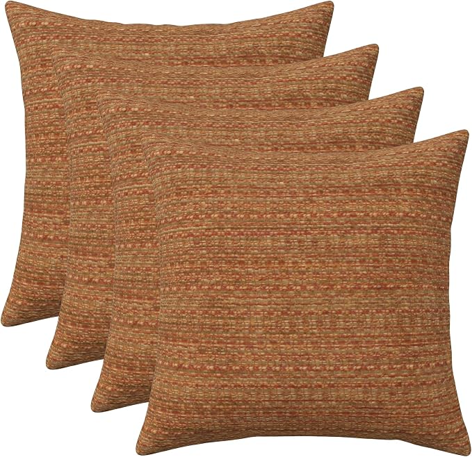 RSH DECOR: Sunbrella Square Throw Pillows Set of 4 | 17" x 17" | Water and Fade-Resistant Performance Fabric | Outdoor Pillow Covers with Down-Alternative Inserts | Made in USA (Simone Sinnabar)