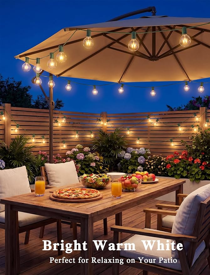 25Ft Christmas Outdoor String Light, G40 Globe Patio Lights with 27 Clear Glass Bulbs(2 Spare), Waterproof Connectable Hanging Christmas Lights for Backyard Porch Balcony Party Xmas Decor, Green Wire
