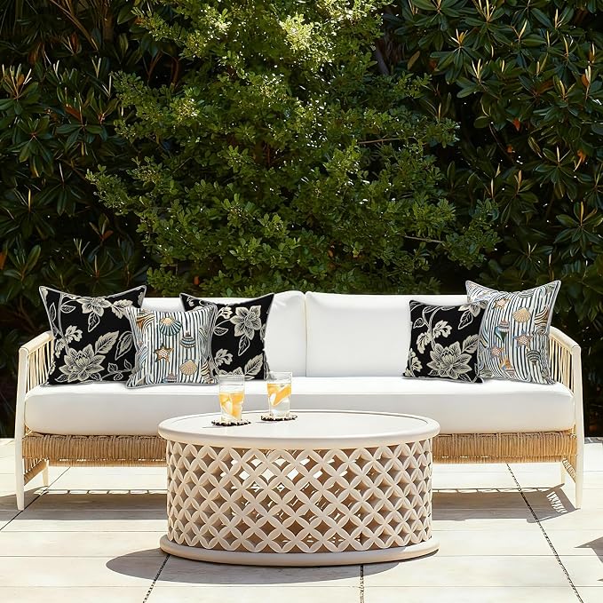 LVTXIII Outdoor/Indoor Pillow Covers, Patio Fade Resistant Throw Pillow Covers ONLY, Waterproof Farmhouse Accent Cushion Cases for Sofa Patio Couch Decoration 18"x18" Set of 2, Crayon Shells