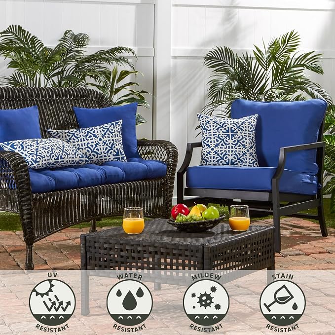 Greendale Home Fashions 2-Pack Outdoor 19x12 inch Rectangle Decorative Throw Pillow, Azure