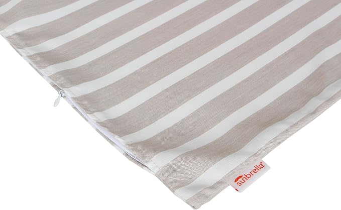 Outdoor/Indoor Sunbrella Throw Pillow Cover Only Square Set of 2 Pieces 20 inch x20 inch Shore Linen Stripe - Insert Not Included