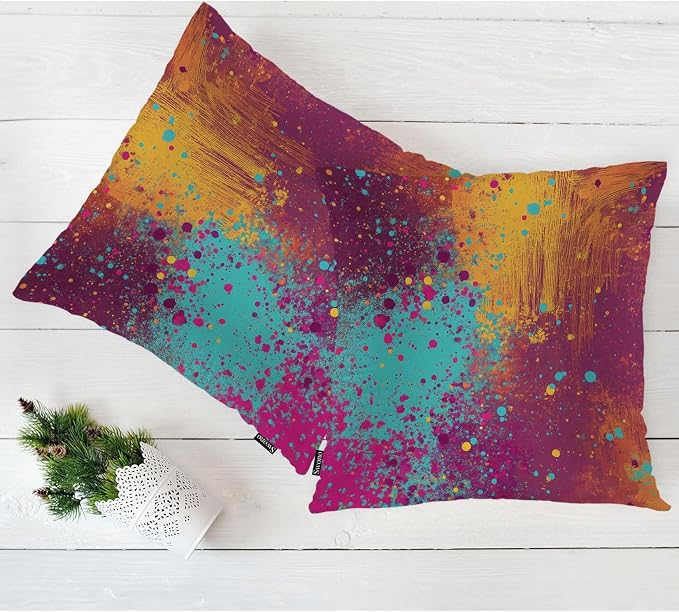 Swono Abstract Art Throw Pillow Case, Graffiti Rainbow Stain Marble Square Home Decorative Cushion Cover for 18 X 18 Inches Pillow Covers, 2 Pack Pillowcases for Bedroom Office Dorm Couch