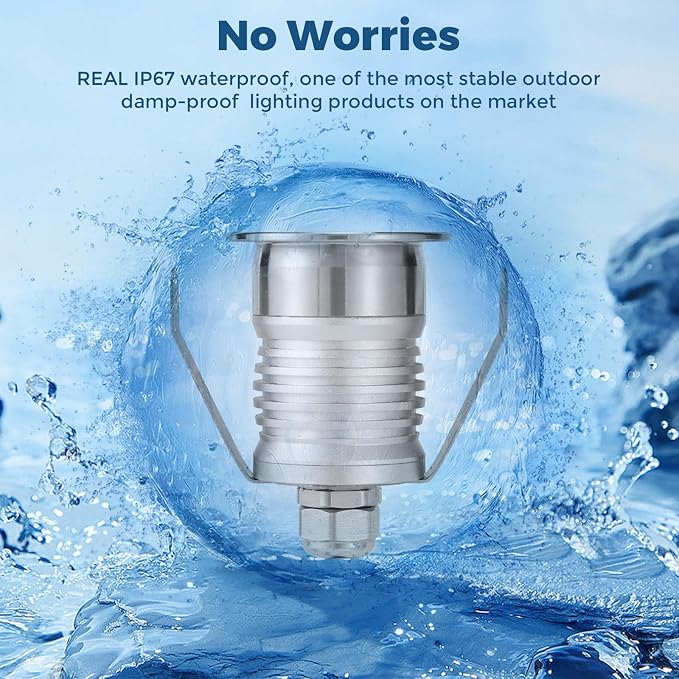 Outdoor Recessed LED Lights, 1 Watt Soffit & Deck Riser Lighting Flush Mount, 12V-24V Low Voltage Landscape In Ground Well Light, IP67 Waterproof, 5000K Daylight White, 6 Pack