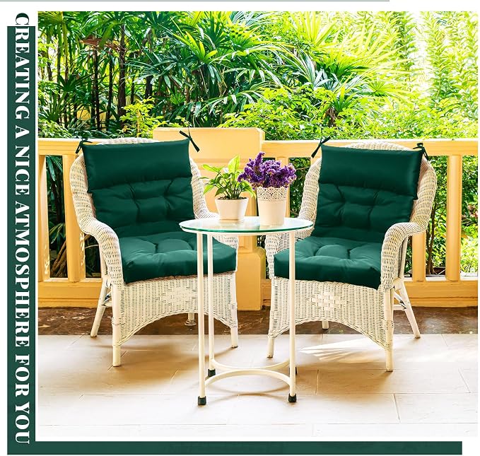 Sintuff 2 Pcs 44 x 21 x 4 Outdoor Chair Cushion Patio Chair Cushions Seat/Back Tufted Pillow with Ties Water Resistant Replacement Indoor Patio Furniture Outdoor Furniture (Solid Color,Teal)