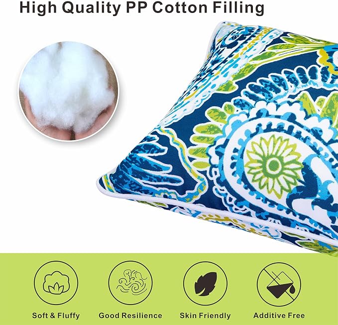 JMGBird Green Outdoor Pillows Waterproof Outdoor Lumbar Pillow | 12x20 Pillow with inserts Outdoor Throw Pillows Decorative Pillows outdoor patio pillows for couch,Bed, Sofa