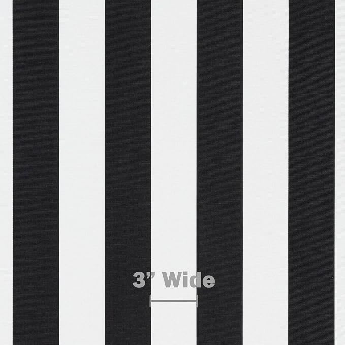 Neck Roll and Lumbar Pillows 4 Set Indoor Outdoor for Patio, Porch, Beachhouse Decor, Lounge Chair, UV and Fade-Resistant, Black White Stripe, 20x6 and 20x12 Inches, Made in USA