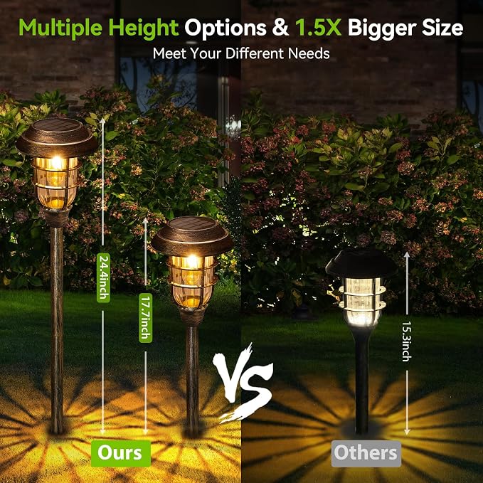 LETMY Solar Outdoor Lights, 12 Pack Bright Solar Pathway Lights Outdoor Waterproof, Up to 15 Hrs Auto On/Off Solar Garden Lights Outdoor Solar Lights for Yard Patio Walkway Driveway Pathway - Bronze
