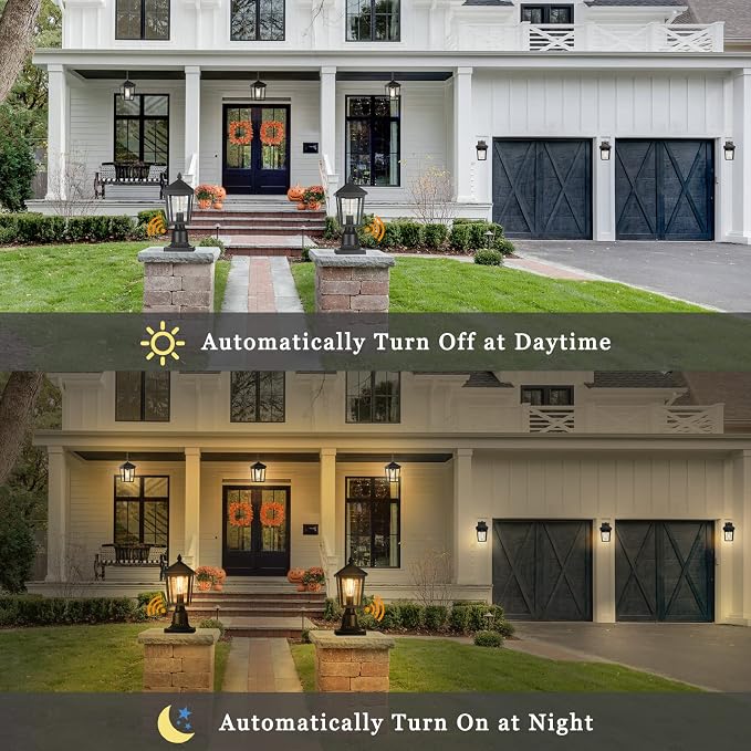 zeyu 2 Pack Dusk to Dawn Outdoor Post Lights, Industrial Pole Light for House Courtyard, Die-Cast Aluminum with Clear Glass, Black Finish, 20076PS-PC-2PK BK