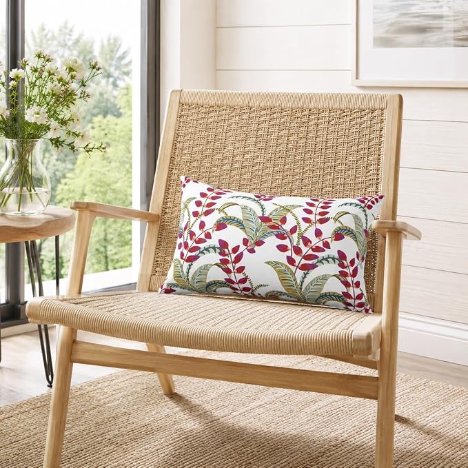 Pack of 2 Patio Lumbar Pillows 12"x20" | Fade Resistant Outdoor Waterproof Lumbar Pillow with Inners Decorative Garden Lumbar Cushions for Home Patio Terrace Sofa