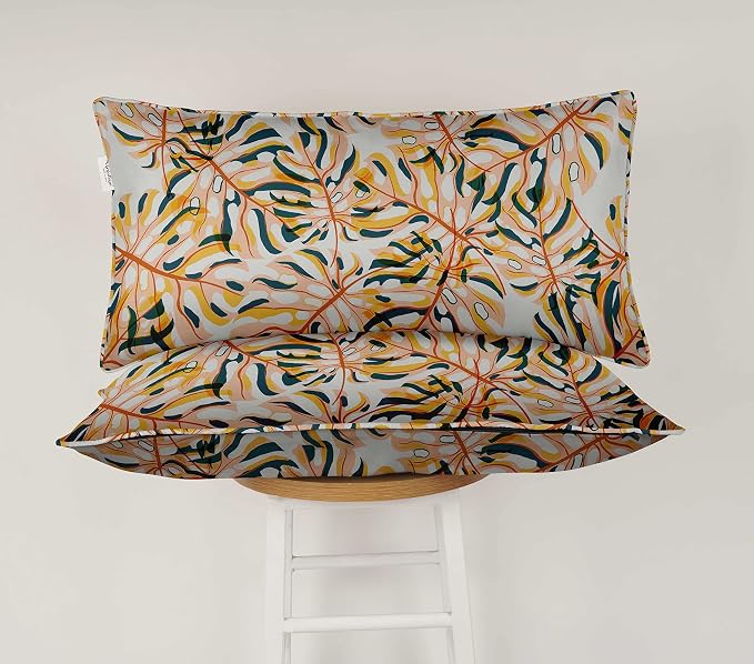 Indoor/Outdoor Polyester Fabric Lumbar Pillow Cover, All-Weather Waterproof Rectangular Cushion Case for Patio Furniture, 12 x 18 Set of 2 - Tropical-41