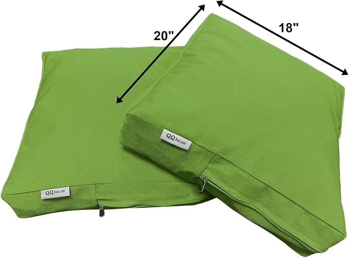 2 Pack 20X18 Inch Outdoor Back Cushion Memory Foam Pillows with Waterproof Internal Cover for Patio Furniture, Sofa, Loveseat, Deep Seat Chair - Green Color