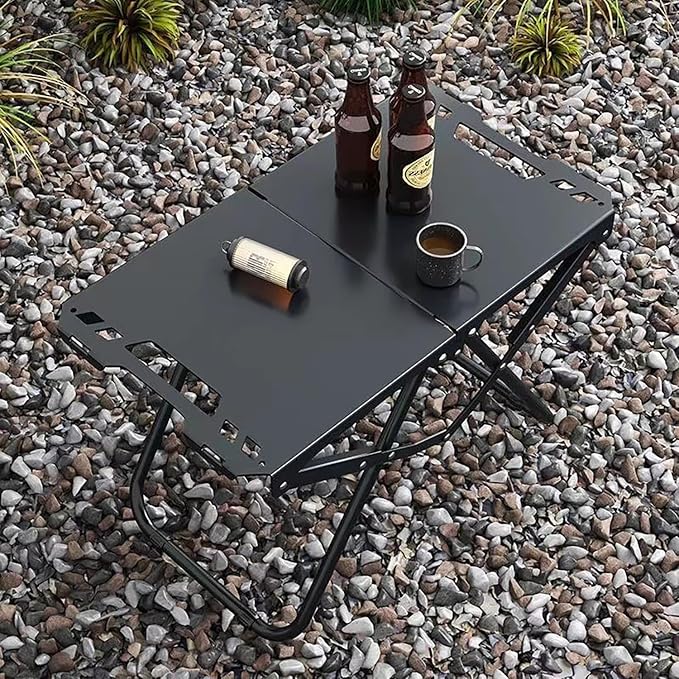Outdoor Multifunctional Folding Grill Table, Portable Foldable Tactical Combinable Table and Chair, Camping Lamp Stand for Household, Camping, Fishing, BBQ, Picnic