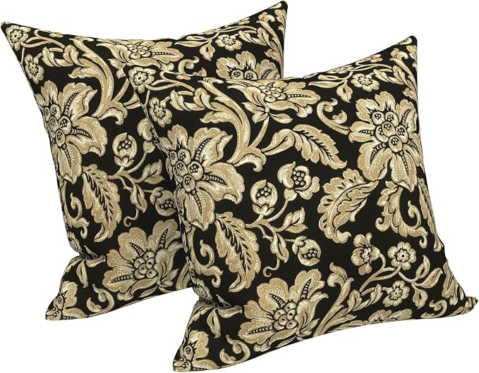 LVTXIII Outdoor Pillows 20x20 Inch, 2 Pack Large Decorative Square Throw Pillows with Inserts for Couch, Bed, Floor Seating, Patio Furniture, Jacobean Black