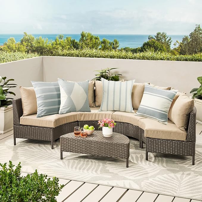 OTOSTAR Outdoor Waterproof Throw Pillow Covers Set of 4 Geometry Decorative Throw Pillow Cases 18x18 Inch Square Cushion Case Garden Pillows Shell Pillow Covers for Patio Furniture Couch Tent (Grey)