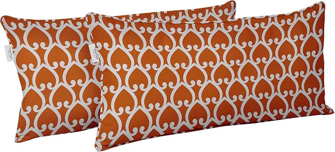 Indoor/Outdoor Polyester Fabric Lumbar Pillow Cover, All-Weather Waterproof Rectangular Cushion Case for Patio Furniture, 16 x 24 Set of 2 - Heart-69