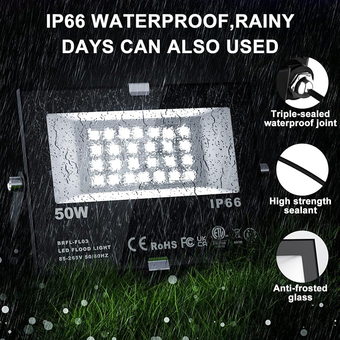 RGB Outdoor LED Flood Light 50W Color Changing Floodlights Spotlights Landscape Lighting Fixture Waterproof Landscaping Spot Light for Yard Garden Driveway Pathway Garden IP66 Waterproof (4 Pack)