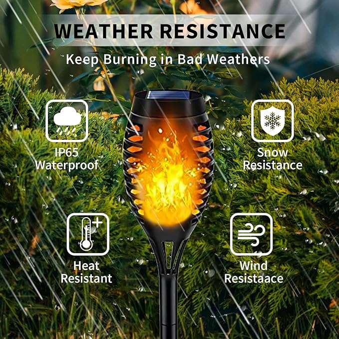 Swingers Solar Lights Outdoor, Halloween Solar Torch Lights | With Flickering Flame, Waterproof Outdoor Garden Lights for Outside Patio Pathway Yard Decorations