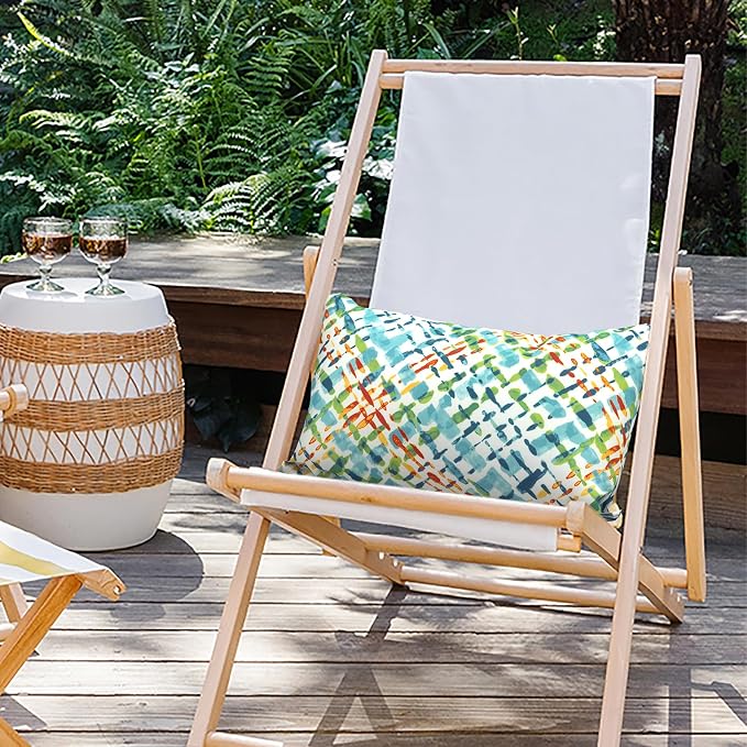 Outdoor Lumbar Pillow Covers 12”x20”, Rectangle Throw Pillow Covers for Patio Furniture, Decorative Lumbar Cushion Case for Garden Balcony Couch Office Chair, Pack of 2,Acapa Opal Geometric