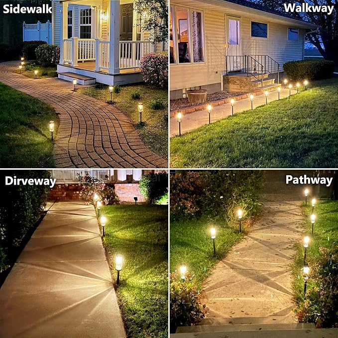 Solar Pathway Lights Outdoor Waterproof Landscape Lighting 4 Pack | Solar Lights Outdoor for Yard Driveway Garden Walkway Lawn Path Decor, Auto On/Off, LED Bright 3000K Tungsten Filament Bulb