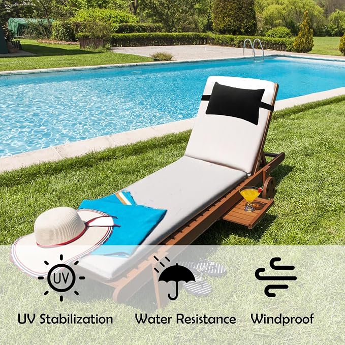 Chaise Lounge Head Resting Pillows, Waterproof Outdoor Pillows | 2 Pack Head Support Pillow with Adjustable Elastic Stripe for Garden Furniture Decorative, Orange