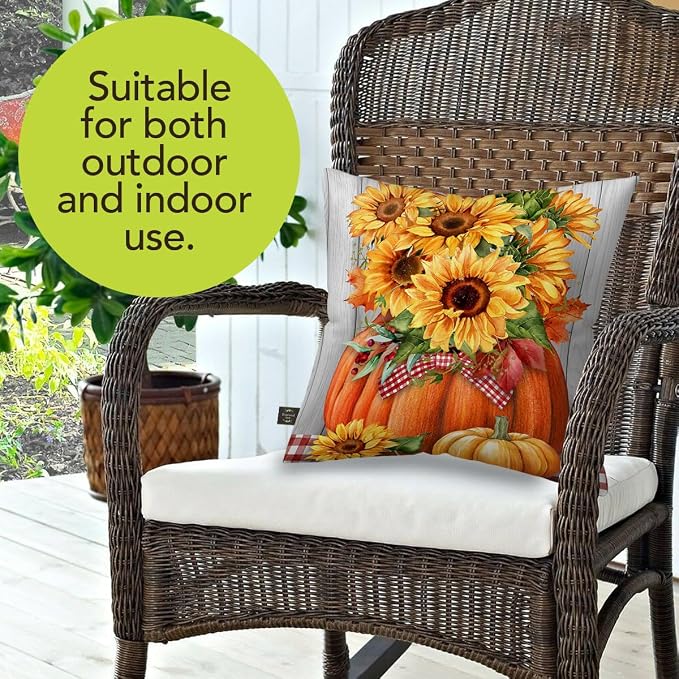 Briarwood Lane Fall Indoor/Outdoor Pillow 17x17 Sunflowers in Pumpkins for Fall Pillow