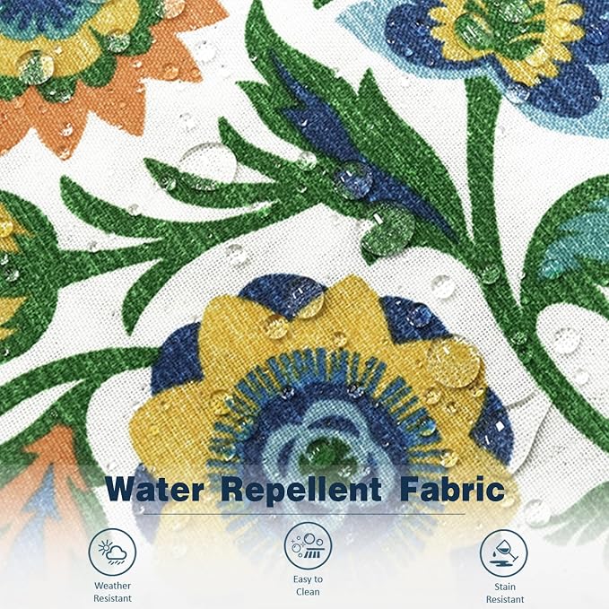 Outdoor Throw Pillow Covers Pack of 2, Decorative Water Repellent Square Pillow Cases with Piping 18x18 Inch, Fiesta Floral