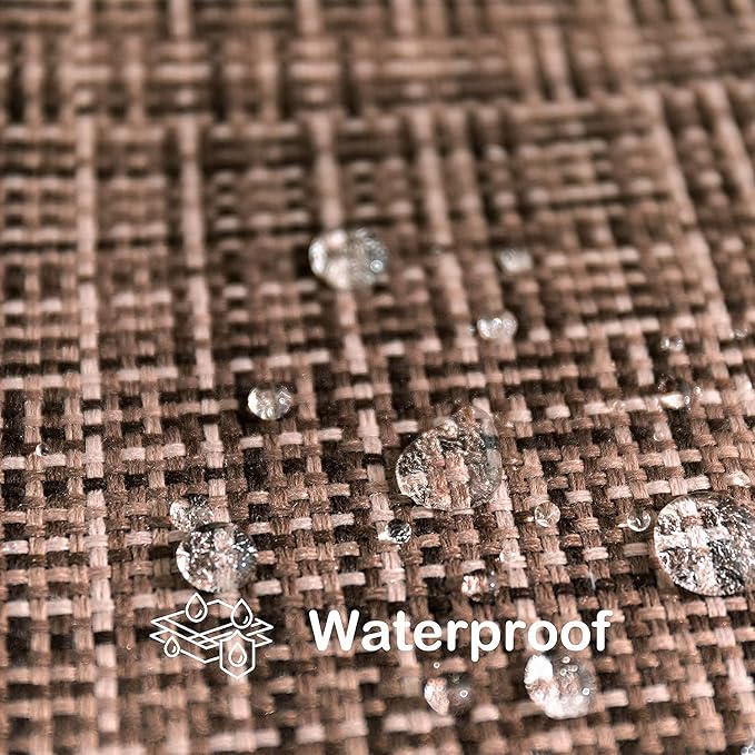 Kevin Textile Outdoor Waterproof 22x22 Inch Pillow Covers 2 Pack, Brown | Water Resistant, Faux Linen Yarn-dyed, Woven Texture Throw Pillow Covers for Tent Patio Garden Couch Sofa