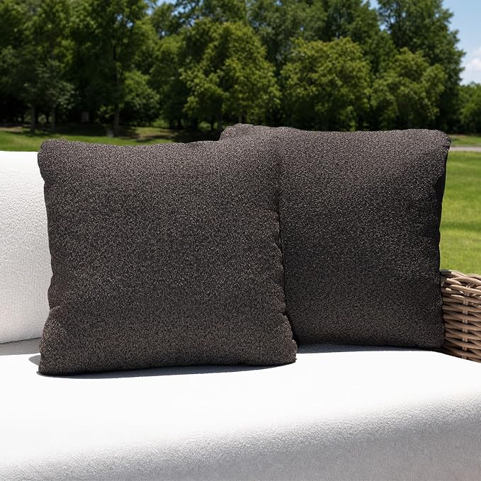 Outdoor Throw Pillow Set of 2 with Inserts, Outdoor Lumbar Pillow Water Resistant for Patio Furniture, 18x18 Inch Outdoor Pillows with Removable Zipper Cover