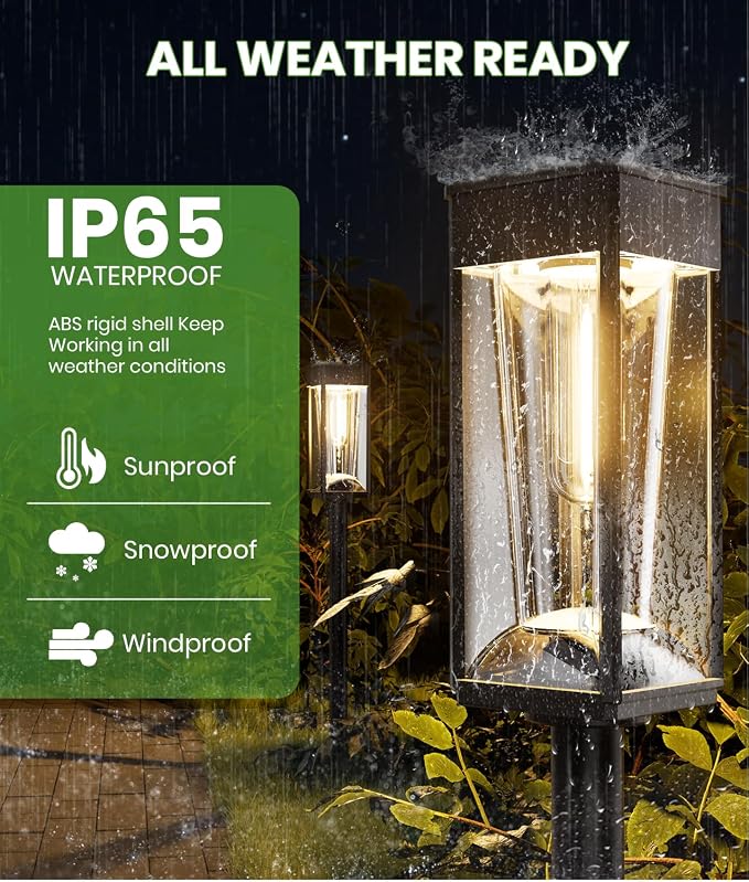 BITPOTT Solar Pathway Lights 2-in-1 Warm&Cool, 8 Pack Bright Solar Lights Outdoor Waterproof IP65, Auto On/Off, Long Lasting Outdoor Light for Yard Patio Garden Decor Landscape Lighting