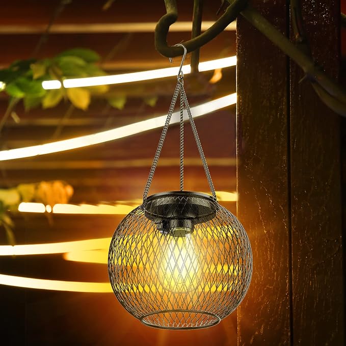 Solar Lantern Outdoor Waterproof, KagoLing Upgraded Hanging Solar Lights Outdoor Garden Decorations Decorative Lighting Solar Powered Waterproof Tree Lantern for Garden Yard Patio Pathway, 4 Pack | Hanging Solar Lights Outdoor Garden Decorations Lighti...