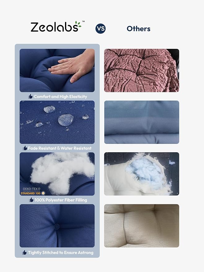 Indoor Outdoor Lumbar Pillows,Waterproof Outdoor Pillows Set of 4 for Patio Furniture,12×20 Inch, Navy Blue