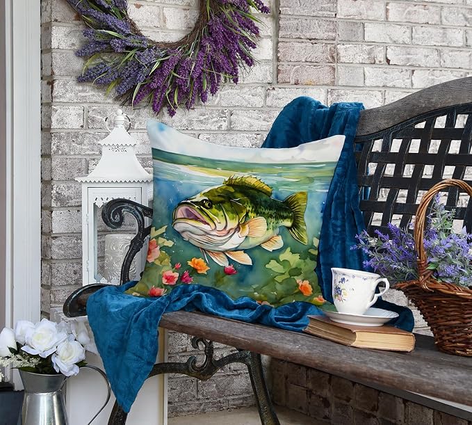 Caroline's Treasures Largemouth Bass Throw Pillow Machine Washable, Indoor Outdoor Decorative Pillow for Couch, Bed or Patio, 18Hx18W