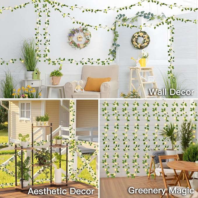 Solar Pothos String Lights, 33Ft 100LED Vines with Lights Warm White