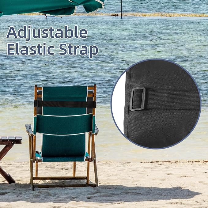 Chaise Lounge Head Pillow, 2 Pack Outdoor Patio Pillows with Adjustable Strap, Lounge Head Resting Pillow for Recliner Beach Pool Lounger Office Chair，Water Resistant Black