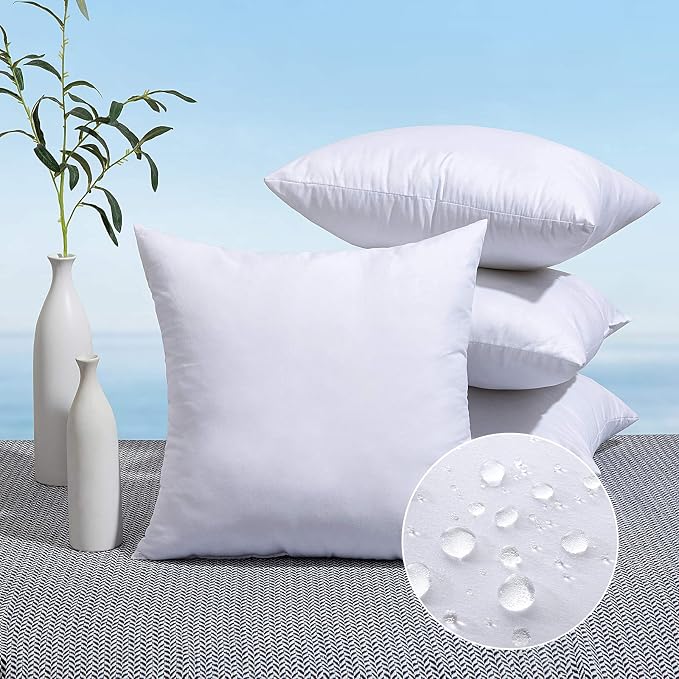MIULEE Pack of 2 Decorative Outdoor Waterproof Pillow Covers 18x18 Inch Yellow Bundle Pack of 4 18x18 Outdoor Pillow Inserts