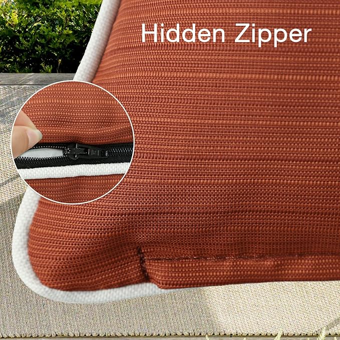 Unimatta Decorative Outdoor Water Repellent Throw Pillows with Inserts, Set of 4, 20" x12" Pillows for Patio, Backyard, Bed, Couch, and Patio Furniture, Tangerine