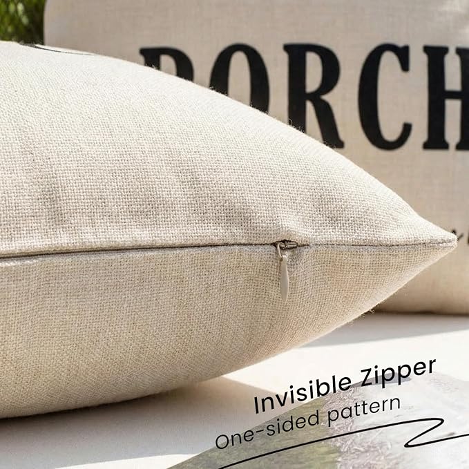 Front Porch Decor Pillows Outdoor Lumbar Pillow Covers Waterproof 12x20 | Set of 2, No Inserts, Minimalist Neutral Home Decor, Patio Pillows Outdoor Waterproof, Weather Resistant Outdoor Pillows