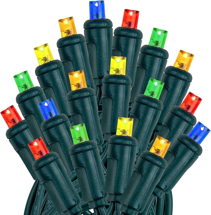 Novelty Lights 50ft 100 LED Multicolor Christmas Lights, Outdoor & Indoor