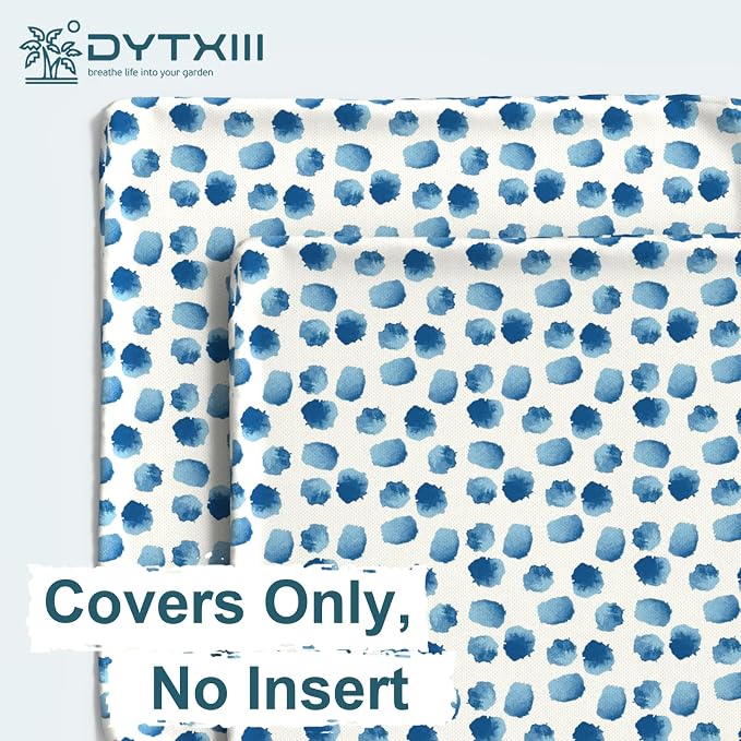 DYTXIII Pack of 2 Outdoor Waterproof Pillow Covers ONLY, 18"x18" Square Decorative Double Printed Throw Pillow Cases for Patio Couch Porch Furniture, Brush Blue