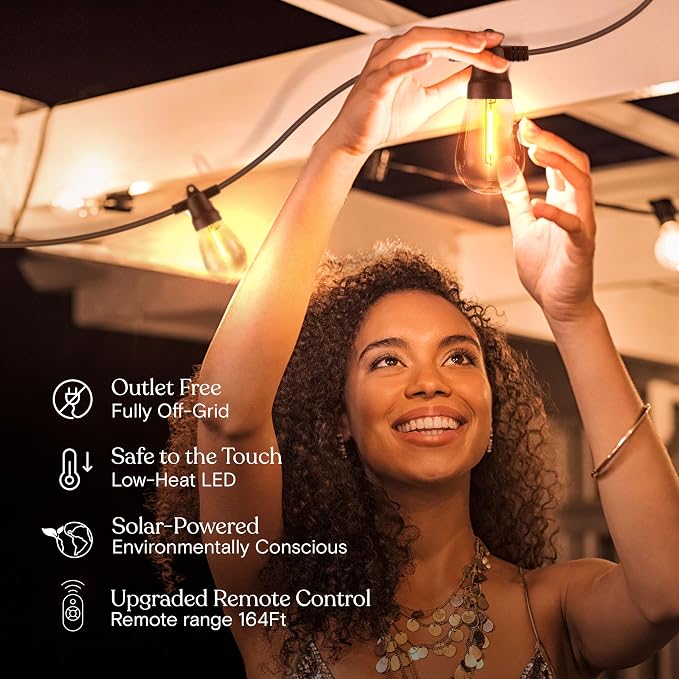 Brightech Ambience Pro Solar String Lights & Remote, Commercial Grade 27 ft