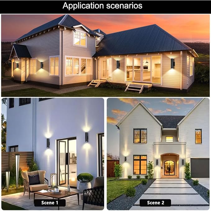4Pack 14inch LED Square Up & Down Wall Lights,14W Outdoor Wall Light 4000K Day White Aluminum Body Waterproof IP65 LED Exterior Light Fixtures Wall Mount for House Patio Garage Garden.